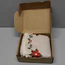 12 Pcs Round Christmas Placemats 15 inch Embroidered Poinsettia Flower Christmas Table Mats Faux Burlap Fabric Placemat with Tassels for Dinner Table Decor Holiday Party Decoration