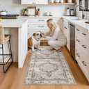 Washable Area Rugs 2x4 Entryway: Soft Ultra Thin Low Pile Mat Machine Washable Indoor Doormat Lightweight Entry Rug Anti Slip Backing Rugs for Living Room Bedroom Kitchen 2'x4' Beige
