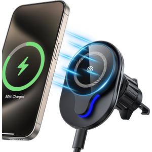 SODI Car Mount, 15W Fast Charge Magnetic Phone Holder for Car Vent, 360 Rotation & LED Indicator
