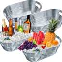 4PCS 4 Gallon Galvanized Tub Champagne BucketWith Carry Beer Drink Storage Cooler Metal Beverage Ice Tub Galvanized Ice Buckets for Parties and Cocktail Bar Mimosa Bsupplies