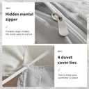 WARMDERN Boho Duvet Cover Set Queen Size,Grey Striped Duvet Cover Microfiber Bedding Set,3PCS Ultra Soft Breathable Lightweight Tuft Texture Pattern Duvet Covers with Zipper Closure(Grey,Queen)