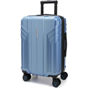 BAGSMART Expandable Carry On Luggage 22x14x9 Airline Approved, 1OO% PC Lightweight Hard Shell Suitcase, 20 Inch Travel Luggage with Spinner Wheels, Waterproof Rolling Suitcase,Blue