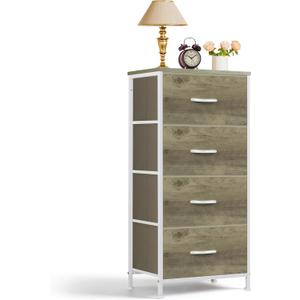 4 Drawers Dresser for Bedroom Fabric Storage Tower with Wooden Top, 11.8"D x 17.7"W x 37.4"H