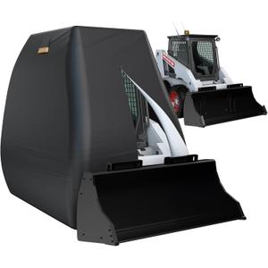 Skid Steer Cover Waterproof Heavy Duty, 420D Oxford PVC with Air Vents & Reflective Strips, Compatible with Most Type of Skid Steer (100" L x 75" W x 80" H)