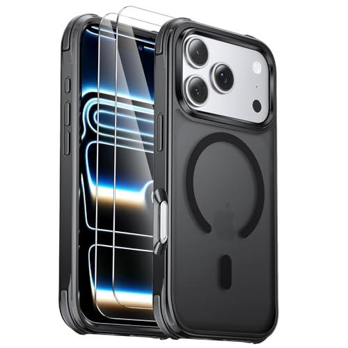 Gotubiim for iPhone 17 Pro Case,Screen Protector*2,Anti-Yellowing,Compatible with MagSafe,[Military Grade Drop Tested] Heavy Duty Magnetic Phone Case for iPhone 17 Pro 6.3",Black-B
