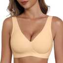 Avidlove Wireless Bras for Women Seamless Jelly Full Coverage Bralette (Beige, L)