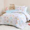 Toddler Size Sky Blue Comforter Set for Kids, Toddler, Boys&Girls, 4 Pieces Bed-in-a-Bag Bedding Set, All Season Ultra Soft Oeko TEX Sheets Set with Comforter, (Rainbow)