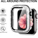 Mesime Compatible with Apple Watch Band 38mm 40mm 41mm 42mm 44mm 45mm 46mm, Women Bling Jewelry Bands with Tempered Glass Screen Protector Case, Shiny Strap for iWatch Series 11/10/9/8/7/6/5/4/3/2/1/SE