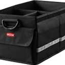 Rubbermaid Car Organizer, Collapsible Trunk Organizer, Multi-Compartment Car Storage Organization for Car Accessories, 3 Compartments With Cover, 23.23"*12.99"*11.81" (X-Large, Black)