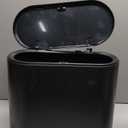 IEEK Plastic Trash Can with Press Top Lid,3.2 Gallon /12 Liter Garbage Can,Black Modern Waste Basket Thin Trash Cans for Bathroom,Kitchen,Living Room,Office and Narrow Spaces