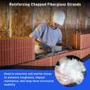 Fiberglass for Concrete Cement 17.6 LB Chopped Strand Fiberglass for Mortar Concretes Mix Reinforcement, Anti-Seepage and Cracking Concrete E-Glass Fibers 3/4" Length for Building Walls Garden Floor