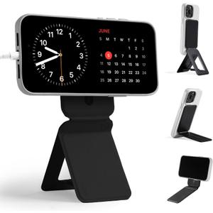 MOFT Phone Tripod Stand Selfie Stick for iPhone, Multi-Angles iPhone Stand, Lightweight & Portable Phone Holder, Strong Magnets, MOVAS Vegan Leather, Travel Essentials, Jet Black (Without Card Slot)