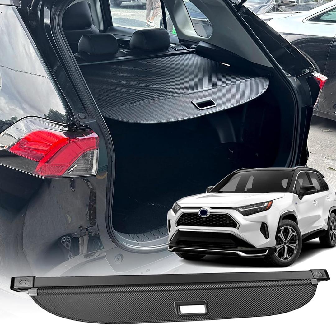 for 2019-2025 Toyota RAV4 Cargo Cover, (Carbon Fiber Look) Cargo Cover for Toyota RAV4 2025 Accessories 2019 2020 2021 2022 2023 2024 Trunk Organizer Rear Trunk Security Shielding Shade