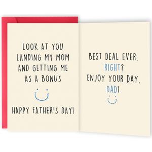 4 x OJsensai Comfort Stepdad Fathers Day Card, Father's Day Gift from Step Daughter Son, Father's Day Gift for Best Stepfather, Bonus Dad Fathers Day Card
