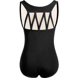 DANSHOW Tank Dance Leotards for Girls,Back M Straps (5-6 Years, Black)