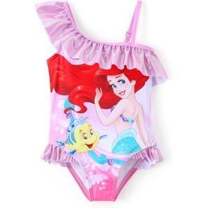 Disney Mickey and Friends Girls One Piece Swimsuits Ruffles Swimwear Beach Sport Bathing Suit (2T, Pink-1)