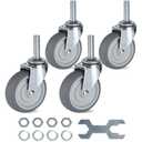 Finnhomy Caster Wheels 3 Inch Set of 4 Heavy Duty Threaded Stem Casters1/2-13x1-1/2 Swivel Rubber Industrial Castors Premium Wheels for Wire Shelving/Furniture/Carts Load Bearing 720 Lbs Gray