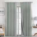 Joydeco Linen Curtains 96 inches Long 100% Blackout Drapes 95 inch Length 2 Panels Set for Bedroom Living Room Black Out Darkening Curtain Thermal Insulated Back tab Rod Pocket(52x96 inch,Sage Green) (52"W x 96"L (Pack of 2))