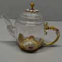 Tea Pot Glass, Fancy Tea Cup, Fancy Tea Set for Adults, Pretty Tea Teapot (10.6oz / 300ml) (Deep coffee color)