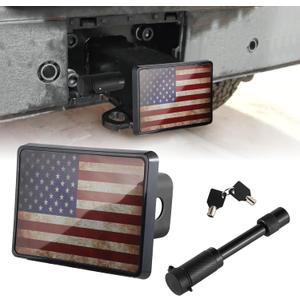 SINGARO Tow Hitch Cover, Heavy American Flag Metal Trailer Hitch Cover for 2 Inch Receivers, Ideal for Truck Accessories with 5/8-Inch Pin Diameter Trailer Hitch Lock (ABS)