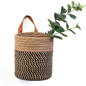 Wall Hanging Storage Baskets - Small Cotton Rope Woven Closet Storage Bins-Shelf Basket Organizer for Plants, Towels,Toys - 6.3" x 7" (Jute)