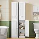 Iwell Tall Bathroom Cabinet, Slim Narrow Bathroom Storage Cabinet with Adjustable Shelves, Storage Cabinets with 1 Drawer, for Bathroom, Living Room, Entryway, Kitchen, White, 11.8''D x 11.8''W x 67.1''H