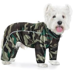 Fleece Dog Coat for Small Medium Dog,Pullover Pajamas Jumpsuit Bodysuit Puppy Coats with Legs, Pet Windproof Warm Cold Weather Jacket Full Body Vest Cozy Snowsuit Outfit Clothes (Camo, S)