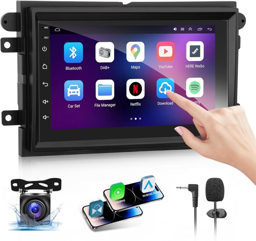 4G+64G Android 13 Car Radio Stereo for Ford F150 F250 F350 E150 E250 E350 Edge, 7'' Touch Screen Stereo Head Unit with Wireless CarPlay Android Auto GPS Bluetooth FM SWC AHD Backup Camera