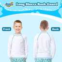1 Pack Boys Rash Guard White and Black Swim Shirt Long Sleeve for Toddler Kids 10-12Y Rashguard Water Swimwear UPF+ 50 Swimming Shirt