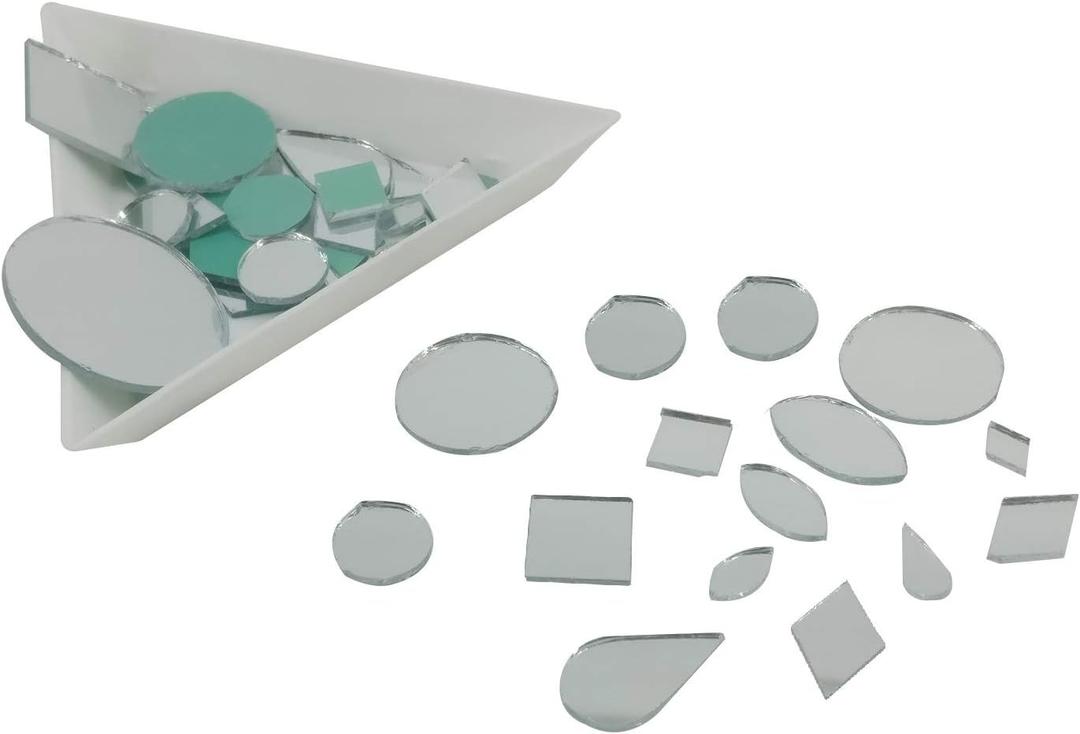 0.2 to 0.5 Inch Size Small Glass Mirrors (700+ Pieces, Mixed Shapes & Sizes) for Sewing Embroidery Crafts Jewelry Multipurpose Transparent Color