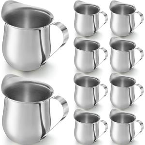 Honeydak 10 Pieces 5oz Stainless Steel Bell Creamers Pitcher Mini Cup Container Espresso Shot Frothing for Serving Milk Coffee Cream for Restaurant Cafes Home
