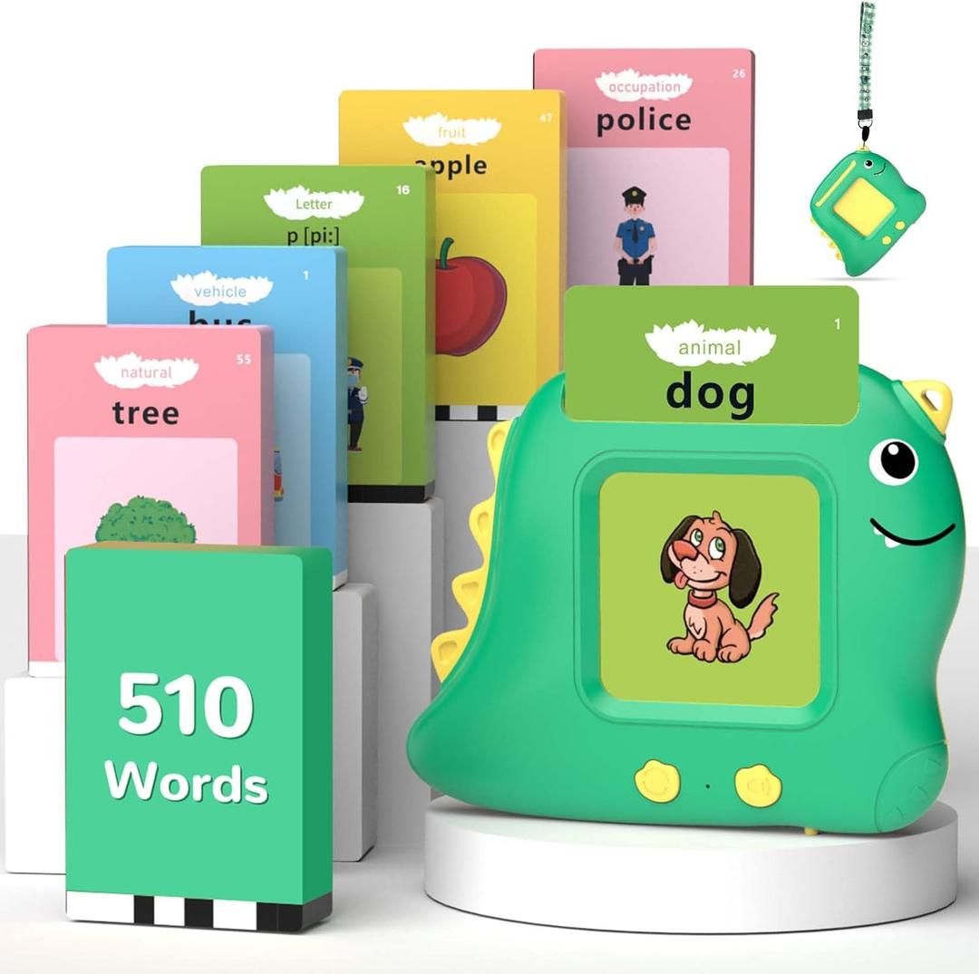 Alotwan Toddler Toys Talking Flash Cards with 510 Sight Words, Montessori Learning Toys for Toddler 1-3 2-4, Autism Sensory Speech Therapy for Boys Girls 2 3 4 5 6 Year Old Kids Gifts, 510 Words_english green