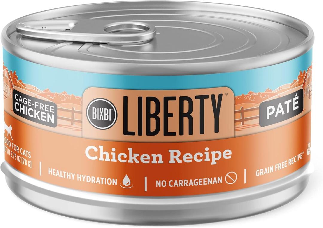 BIXBI Liberty Canned Wet Cat Food - Grain Free, Chicken Pate Recipe, 2.75 Ounce (Pack of 24)  BBD: June 30.2025