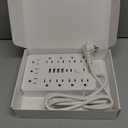 6 FT Flat Plug Surge Protector Power Strip,11 Multiple AC Outlets with 6 USB Ports (2 USB C), 6 Feet Extension Cord, 1250W/10A, One Touch Switch Button, 17 in 1 Compact powerstrip-White