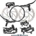 JFOYH zoom HB876 4-Piston Pre-Bled Hydraulic Disc Brake Set for Mountain Bike, Bike Disc Brake Kit with 160mm Rotors, Front and Rear Levers(PM Adapter Included) - Left-Front&Right-Rear (ZM3000 Black)