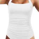 Tempt Me Women One Piece Swimsuits Tummy Control Bathing Suits Push up Full Coverage Swimwear (White)