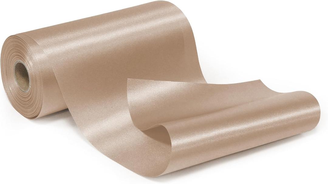 CT CRAFT LLC 6" x 25 Yards Champagne Gold Double Face Satin Cut Edge Fabric Ribbon for Christmas Home Decor Gift Wrapping Crafts Wedding Ceremony Car Bow Christmas Holiday