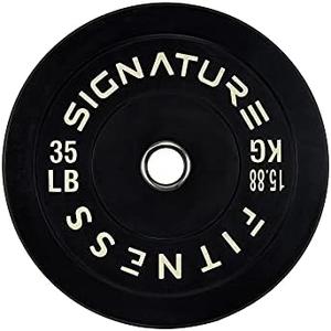 Signature Fitness 2" Olympic Bumper Plate Weight es th Steel Hub, 35LB Single, Black