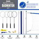 Franklin Sports Badminton Set - Complete Badminton Set with Net, Rackets + Birdies - Kids + Adults Outdoor Game Set - Portable Badminton Set - 4 Players