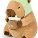 Ditucu Cute Capybara Plush Pillow Dinosaur Drinking Milk Tea Stuffed Animal Capibara Plushies Toys Gifts for Kids Brown 11 inch