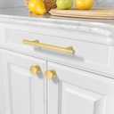 Amerdeco 10 Pack Brushed Gold Solid Cabinet Pulls 5 Inch(128MM) Hole Centers Kitchen Cabinet Handles Hardware Kitchen Handles for Cabinets Handles ZH0070