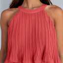 ZESICA Women's 2026 Summer Halter Cocktail Dresses Sleeveless Ruffle Tiered Chiffon Pleated Wedding Guest Mini Dress (XL)