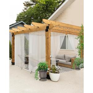 HolidayIdeas All Weather Outdoor Sheer Patio Curtains 6 Pcs Rod Pocket Sheer Outdoor Curtains for Porch, Balcony, Gazebo, Pergolas,Cabana,Beige,54x95 Inch