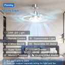 Passky Ceiling Fans with Lights, 52 inch Modern Ceiling Fan with Light and Remote Control, 3CCT, Dimmable, Reversible, Noiseless, Silver Ceiling Fan for Bedroom, Living Room