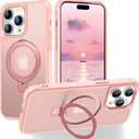 Hocase for iPhone 14 Pro Case 6.1", with Magnetic Ring Stand [Compatible with MagSafe] [Military Grade Protection] Slim Shockproof Translucent Protective Phone Case - Pink