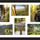 4x6 Picture Frame Collage 6 Openings, Multi Photo Collage Frame 11.5x17.5 Gallery Wall Decor Wooden, Black Frame with White Mat, Wood