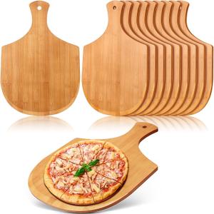 Roshtia 12 Pcs 17 x 12 Inches Wooden Pizza Peels for Making Pizza Paddle with Handle Hanging Cutting Board Spatula Paddle for Bread Cheese Kitchen(Bamboo Wood)