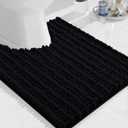 Arotive Luxury Toilet Rugs U-Shaped 24x20, Extra Soft Thick Absorbent Shaggy Chenille Bath Rugs, Non-Slip Machine Wash Dry, Bath Mat for Toilet Base, Tub and Shower, Home Decor Accessories, Black