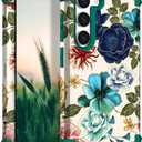 Hocase for Galaxy S24 Plus Case, Shockproof Heavy Duty Protection Soft Silicone Rubber Bumper+Hard Plastic Hybrid Protective Case for Samsung Galaxy S24 Plus (6.7") 2024 - Teal Flowers
