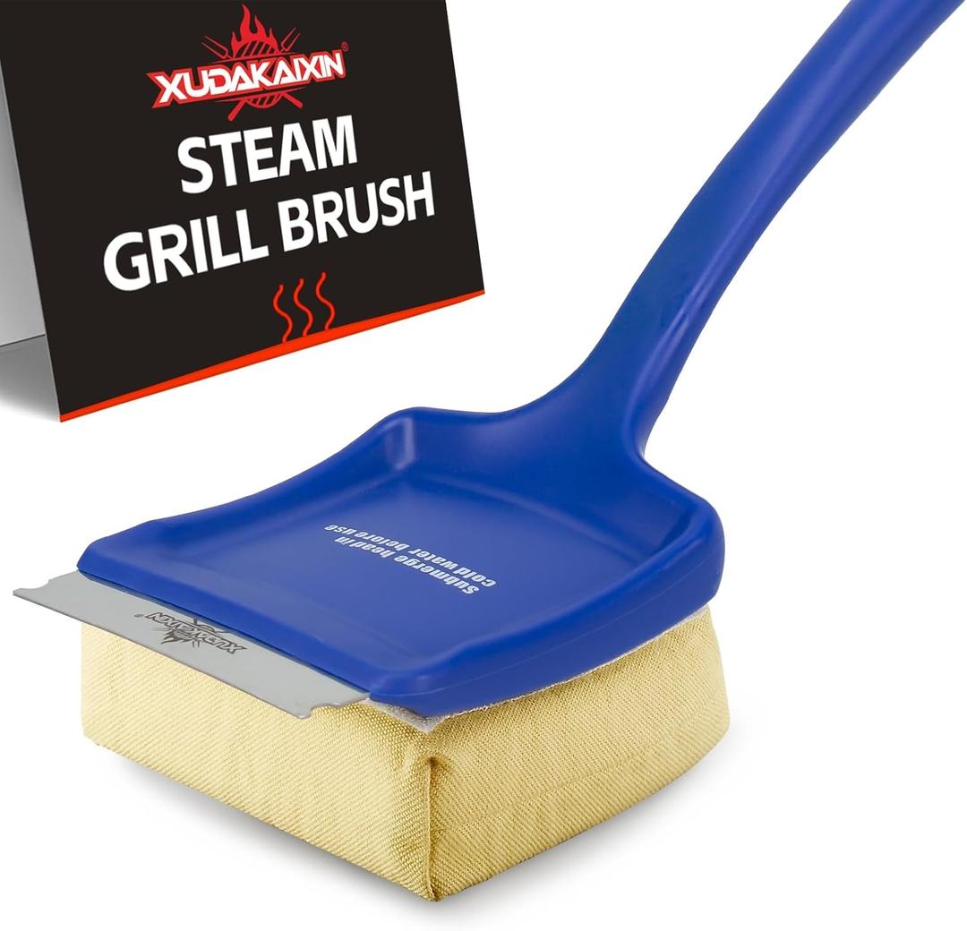 19" Large Bristle-Free Steam Cleaning Grill Brush,Replaceable BBQ Cleaning Head,Safe Grill Accessories for Cast Iron/Porcelain/Weber Gas/Charcoal Grill,Grill Cleaner for Outdoor Grill